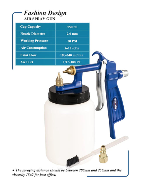 No Hassle Siphon Air Spray Gun For Flawless Sprays Of Latex Paint Enamel And Stain Featuring Tough Composite Body with 550ml canister.