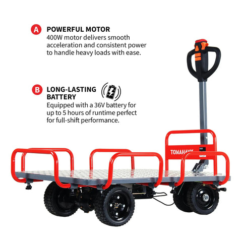 Heavy Duty Electric Stock Picker Cart With 880 Pound Load Capacity For No Sweat Warehouse Moving And Commercial Storage Hauling Battery Driven Material Handler That Works Like A Charm