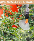Transparent Windproof Spray Nozzles With Drift Guard For Agricultural Electric Sprayers in action watering plants