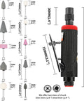 Heavy Duty One Quarter Inch Air Angle Die Grinder Killer Pneumatic Rotary Polisher With Dial In Speed Control size and collet capacity overview