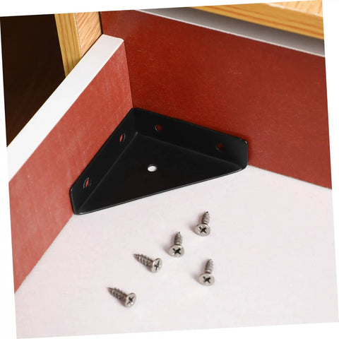 Built Tough 40 Pack Heavy Duty Corner Brackets Cold Rolled Steel Right Angle Triangle Shelf Supports in black with screws.