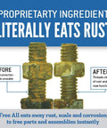 Deep Penetrating Rust Remover Oil With 11oz Precision Straw That Loosens Rusted Bolts Nuts Pipes And Locks Industrial Grade Silicone Free Formula Safe On Paint And Plastics before and after rusted bolt threads