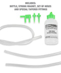 OEMTOOLS One-Man Brake Bleeder Kit with opaque bottle, clear hoses, and green fittings