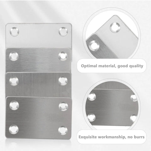12 Pack Stainless Steel Straight Brackets for Furniture Reinforce Corner Connections With Burr Free Edges Durable Silver Finish