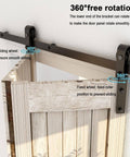 52 Inch Bi Folding Sliding Barn Door Hardware Kit For Two Doors With J Shape Hangers Fits 46 Inch Door Opening Smooth Quiet Operation Easy To Install No Door Panel Included Durable Steel Track System For Small Spaces image showing installation and rotation mechanism