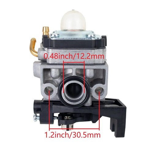 Front view of Beefed-Up GX25 GX35 Carburetor Kit For Honda FG100 FG110 HHT25S HHT35S showing dimensions and parts details