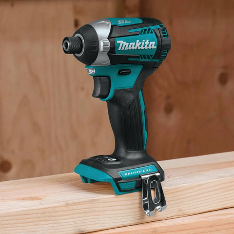18V LXT Brushless Cordless Hammer Drill And Impact Driver 2 Piece Combo Kit with 5.0Ah Batteries, tool on wooden surface