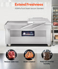 Chamber Vacuum Sealer With 1200 Watts And A Generous 23 Inch Seal Bar locks down freshness with 100 kPa food grade standards.