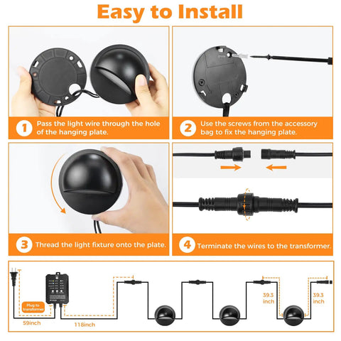 Step-by-step installation guide for Low Voltage LED Deck Lights Kit With Transformer Timer And Photocell Sensor No Fuss Setup.