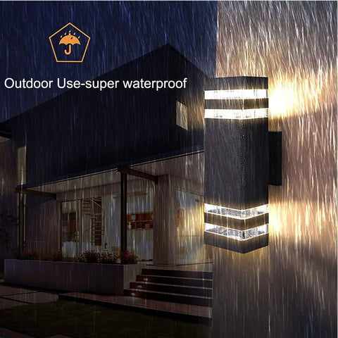 4 Pack 12 Inch LED Up And Down Wall Lights 14W 4000K Day White Outdoor Aluminum Waterproof IP65 Porch Patio Garden Garage Exterior Lighting Fixture Built Tough For House in rain