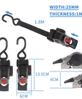 Dimensions and details of One Inch By Six Foot Bolt-On Retractable Ratcheting Tie-Down Straps With Quick Release No-Tangle