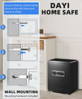 Home Safe Box 2.0 Cu Ft With Fireproof Waterproof Bag Digital Electronic Keypad Dual Alarm System And Removable Shelf next to wall mounting guide
