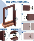 Image showing two installation methods for Hidden Pivot Door Hinge For Secret Doors, 360 Degree Rotation, Heavy Duty 304 Stainless Steel Bookcase Hinges.
