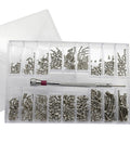 6X Metric Screw Kit Set With M1.2 M1.4 M2 Micro Screws, 500 pieces in a dustproof case, shown with screwdriver