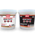 Front view of 32 oz containers of Wood Repair Epoxy Putty Two Part Filler For Furniture Windows And Marine Use Waterproof Rot Resistant Drillable Sandable And Paintable 32 Oz Pro Grade For Tough Wood Fixes DIY Ready Restoration.