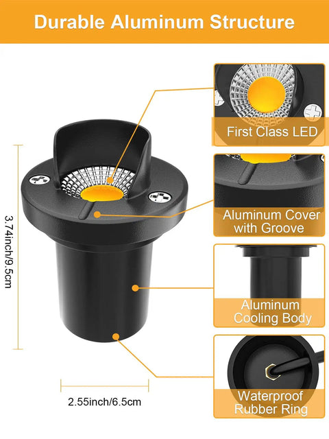 10-Pack 10W LED Well Lights With Anti-Glare Shield, Low-Voltage Outdoor Landscape Lighting, IP67 Waterproof Aluminum, 12V-24V, 3000K Warm White, 1000 Lumens For Yard Path Garden Patio