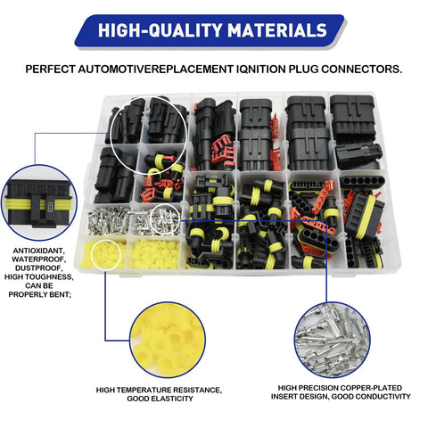 Boatsea 26 Kits Automotive Electrical Connectors With Ratchet Crimping Tool, Water Proof Weather Pack Wiring System For 16 To 22 Awg Copper Terminals Heavy Duty Car Audio And Truck Repair Jobs, sealed connector kit