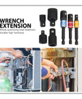 Heavy Duty Steel Socket Adapter Kit Ratcheting Drill Conversion Tool Locking Pin Rings For Mechanics Expanding Sockets Securely To Crush Tight Stubborn Jobs In Style, steel wrench extension set for HVAC repair