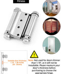 Front view of QWORK 4-pack heavy-duty cafe saloon door hinges, 3-inch stainless steel self-closing, double-acting