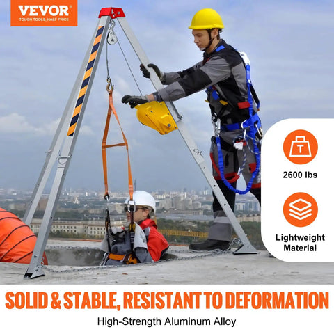 Built Like A Tank Heavy Duty Confined Space Tripod Winch Kit With Secure Harness Portable Air Blower And Smart Gas Detector For No Sweat Emergency Retrieval