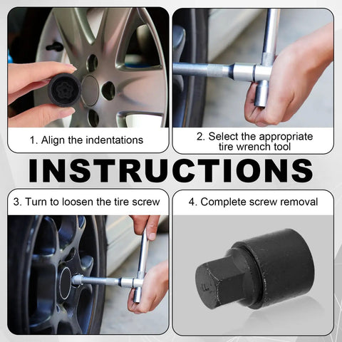 Kick The F Type Lug Nut Lock Down With This Special Steel Tool Kit For Safe Dismantling And Installing Anti Theft Security Wheel Nuts On Your Car Today. Steel wheel nut removal tool with socket and wrench on car rim