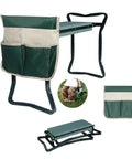 Garden Kneeler And Seat With Thick Cushioned Kneeling Pad Heavy Duty Bench For Kneeling And Sitting Prevents Knee And Back Pain Includes Pouch Bag Green Gift For Gardeners Dads And Moms Go To Must Have For Garden Work, shown with pouch bag and foldable design