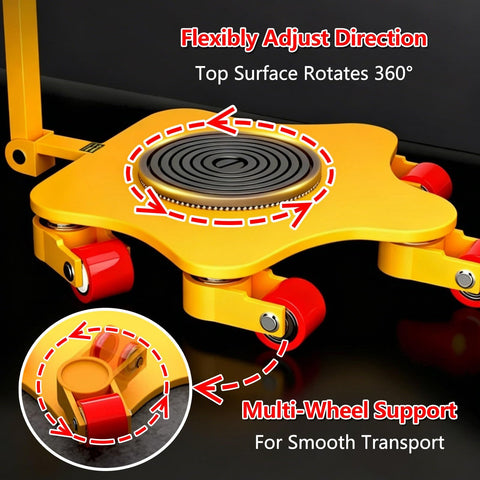 Heavy Duty Machinery Roller Skates Featuring Reinforced Steel Build And Smooth Swivel Casters For Turning Tough Warehouse Grinds Into A Real No Sweat Hustle with 360-degree rotation and multi-wheel support.