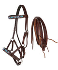 Brown Leather Beaded Bitless Sidepull Bridle With Padded Reins For Western Style Horse Riding Built Tough For Comfort And Control