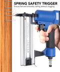 Built Tough Heavy Duty Pneumatic Brad Nailer 18 Gauge Air Powered Nail Gun For 3/8 To 2 Inch Brads with spring safety trigger in use
