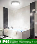 12 Inch LED Ceiling Light With Five Color Temperature, Easy No Fuss Install Flush Mount Brushed Nickel in a modern bathroom