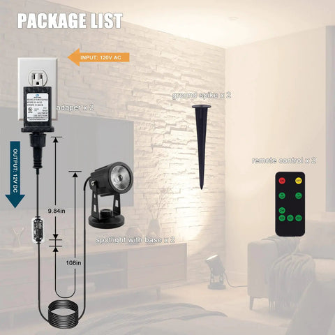 LED Spotlight For Plants And Indoor Outdoor Accent Lighting, Low Voltage 12V Warm White Up Down Spot Lights Package Overview