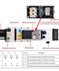Built Different Air Cooled Spindle Motor With Rapid Tool Change And Tough Fan Cooling Engineered For Real Deal CNC Milling And Woodworking Projects Six Kilowatt Output showing wiring details and motor structure.