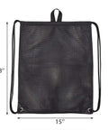 Heavy Duty Mesh Drawstring Gear Bag For Beach, Pool, And Gym Sports Equipment, Ventilated Lightweight Storage Sack, 18x15" black mesh