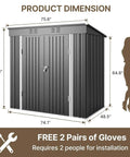 Diagram of Large Capacity 6 Foot By 4 Foot Outdoor Storage Shed With Double Lockable Doors, dimensions and installation note.
