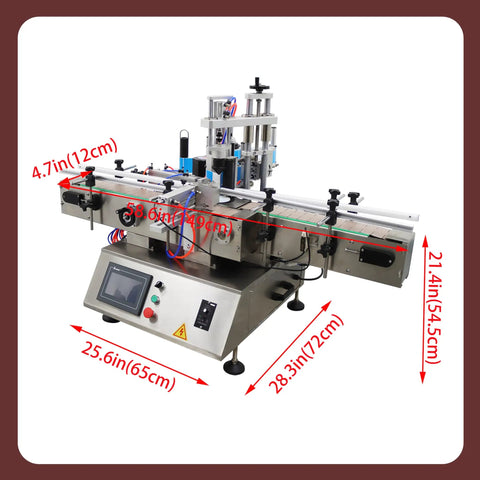 Straight Up Desktop Auto Labeler fits round square hex bottles, 28.3in height, accurate labeling, and fast processing features.
