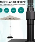 Mobile Umbrella Base With Four Wheels Heavy Duty Outdoor Stand For Patio Use Lockable Wheels Includes Two Locks And Knobs