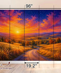 Classic Countryside Landscape Peel And Stick Wallpaper, 69x96 inches, features vibrant sunset scene, perfect for quick room upgrades.