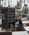 Lockable Salon Trolley With Six Drawer Rolling Beauty Cart And Tool Holders, Boss Grade Mobile Hair Stylist Station