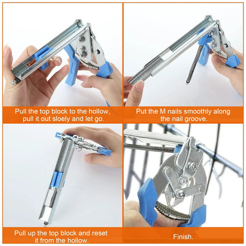 Two Pack Type M Nail Ring Pliers Kit With 1200 Zinc Alloy Hog Rings For Durable Fencing And Animal Cage Repairs demonstration