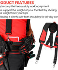 48-22-8145 Heavy Duty Padded Suspension Rig Replacement Backing For Tool Belts And Bags, featuring adjustable black and red straps for tool support.
