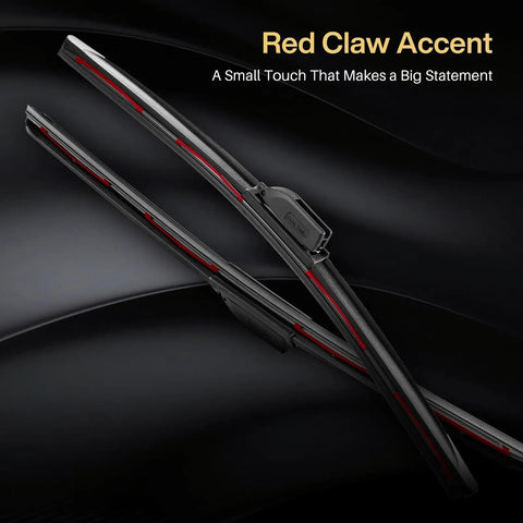 Slick And Rugged Neoprene Windshield Wiper Blades 22 Inch 2 Pack side view showcasing red claw accent design and smooth finish.