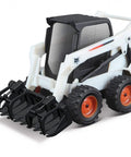 Bobcat Skid Steer Loader With Working Grapple Die Cast Model Toy 1 To 50 Scale White Collectible with realistic moving parts