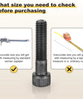 Boss Level 25PC Hex Socket Head Cap Screw Kit With M8 Size 30 35 40 45 50mm Black Steel Fasteners measuring with vernier caliper