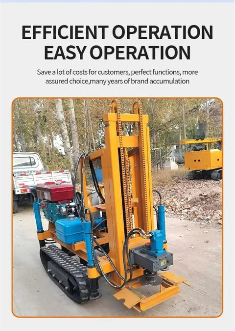 No Fuss Mini Hydraulic Water Well Drilling Rig 200 Meter Deep Borehole Drill compact track mounted with pump and engine.
