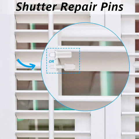 Top Shelf Spring Loaded Shutter Repair Pins Crisp White Long And Short Mix for smooth plantation window fixes on slats.