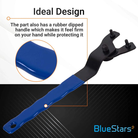 Upgraded SEWA20 Grinder Wrench with rubber grip, adjustable lock nut spanner fits 0.5 to 1.6 inch grinders, side view