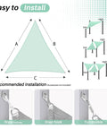 Diagram showing installation of Triangle Shade Sail 6 Ft By 6 Ft By 6 Ft Built To Last Outdoor UV Blocking Sun Shade Canopy with HDPE fabric.
