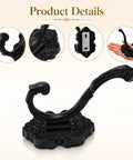 Solid Build Vintage Black Wall Hooks Heavy Duty Coat And Towel Rack Four Pack showing intricate design and sturdy base for heavy loads.
