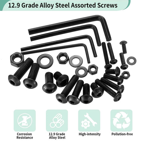 1170 Pcs Metric Bolts And Nuts Set With M3 M4 M5 M6 Hex Socket Button Head Screws Washers And Nuts Kit For Heavy Duty Machine Assembly And DIY Projects