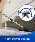 Grout Cleaning Brush With Adjustable Long Handle Swivel Head V Shaped Stiff Bristles Tile Scrubber for Bathroom Hard to Reach Areas